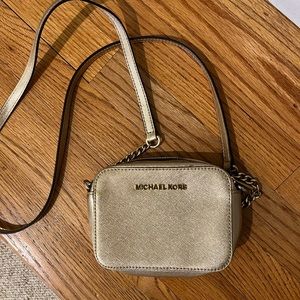Michael Kors Mini Jet Set Metallic Gold  Crossbody Bag